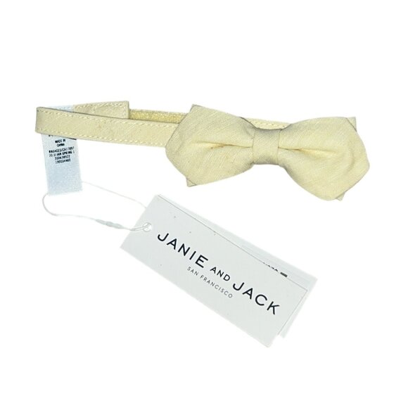 Janie & Jack Yellow Linen Bowtie Sz 0-24 Months Boys Formal Baby Bowtie - Picture 2 of 8